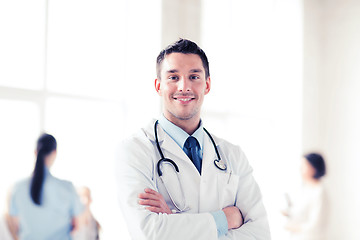 Image showing young male doctor with stethoscope