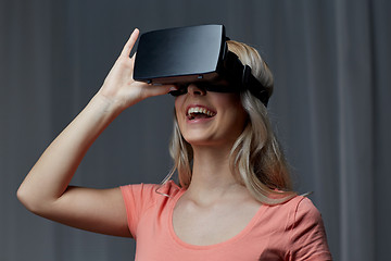 Image showing woman in virtual reality headset or 3d glasses