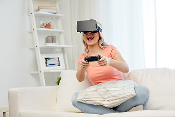 Image showing woman in virtual reality headset with controller