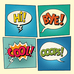 Image showing Set of retro comic bubbles pop art phrases