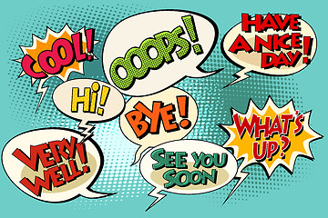 Image showing Set of retro comic bubbles pop art phrases