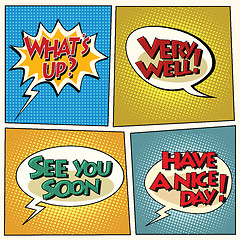 Image showing Set of retro comic bubbles pop art phrases
