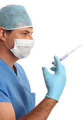Image showing Surgeon doctor disposable syringe
