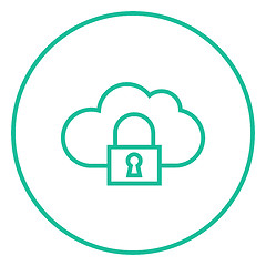 Image showing Cloud computing security line icon.