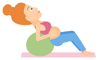 Image showing Pregnant woman on gymnastic ball.