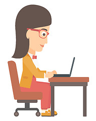 Image showing Woman working at laptop.