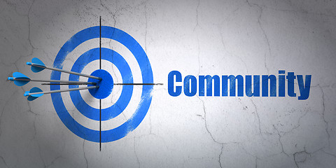 Image showing Social network concept: target and Community on wall background