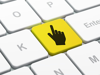 Image showing Social media concept: Mouse Cursor on computer keyboard background