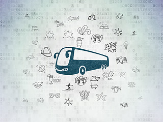 Image showing Tourism concept: Bus on Digital Data Paper background