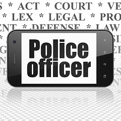 Image showing Law concept: Smartphone with Police Officer on display