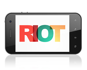 Image showing Political concept: Smartphone with Riot on  display