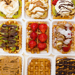 Image showing Assortment of Belgium waffles.