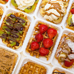 Image showing Assortment of Belgium waffles.