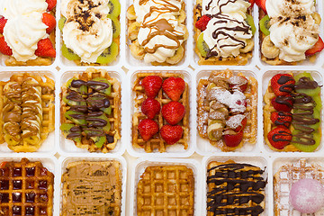 Image showing Assortment of Belgium waffles.