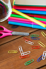 Image showing close up of felt pens, clips and scissors