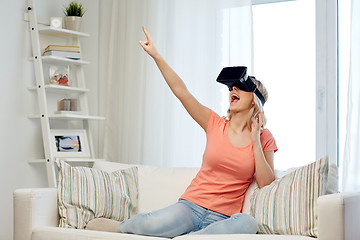 Image showing woman in virtual reality headset or 3d glasses