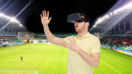 Image showing man in virtual reality headset over football field