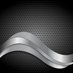 Image showing Abstract perforated metal texture with silver waves
