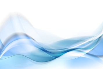 Image showing Bright blue smooth waves abstract background