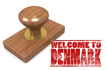 Image showing Red rubber stamp with welcome to Denmark