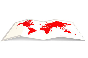 Image showing Red world map