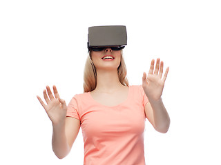 Image showing woman in virtual reality headset or 3d glasses