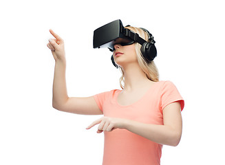 Image showing woman in virtual reality headset or 3d glasses