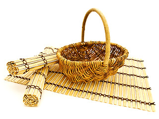 Image showing Basket And Bamboo Mats