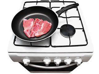 Image showing Meat At The Gas Stove