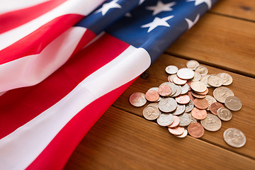 Image showing close up of american flag and money