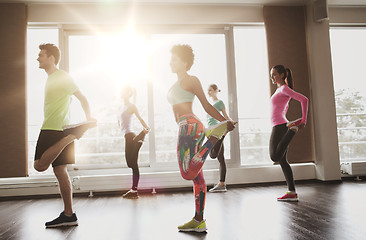 Image showing group of smiling people exercising in gym