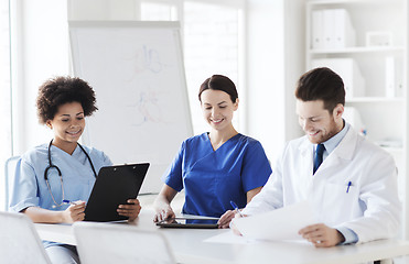 Image showing group of happy doctors meeting at hospital office