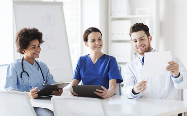 Image showing group of happy doctors meeting at hospital office