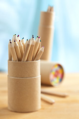 Image showing Colored pencils in pencil case