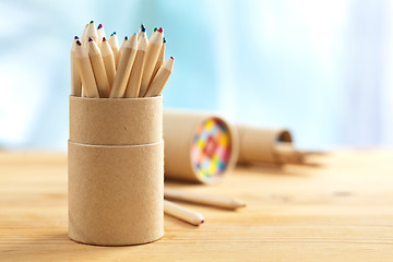 Image showing Colored pencils in pencil case