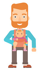 Image showing Man holding baby in sling.