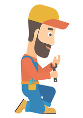 Image showing Repairman holding spanner.