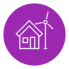 Image showing House with windmill line icon.