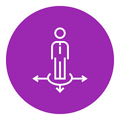 Image showing Businessman in three ways line icon.