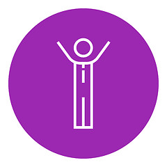 Image showing Man with raised arms line icon.