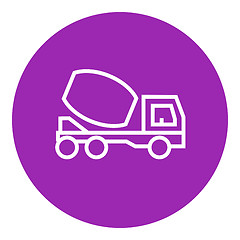 Image showing Concrete mixer truck line icon.