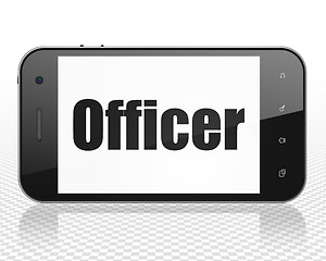 Image showing Law concept: Smartphone with Officer on display