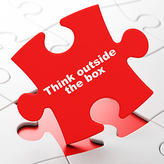 Image showing Learning concept: Think outside The box on puzzle background
