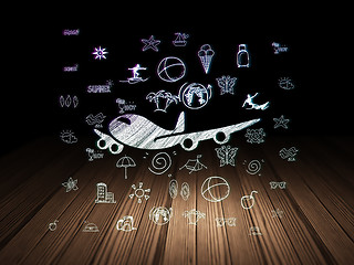 Image showing Tourism concept: Airplane in grunge dark room