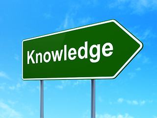 Image showing Learning concept: Knowledge on road sign background