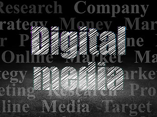 Image showing Advertising concept: Digital Media in grunge dark room