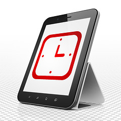 Image showing Timeline concept: Tablet Computer with Watch on display