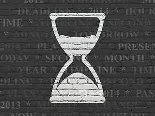 Image showing Timeline concept: Hourglass on wall background