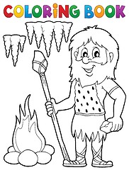 Image showing Coloring book cave man theme 1