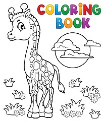 Image showing Coloring book young giraffe theme 2